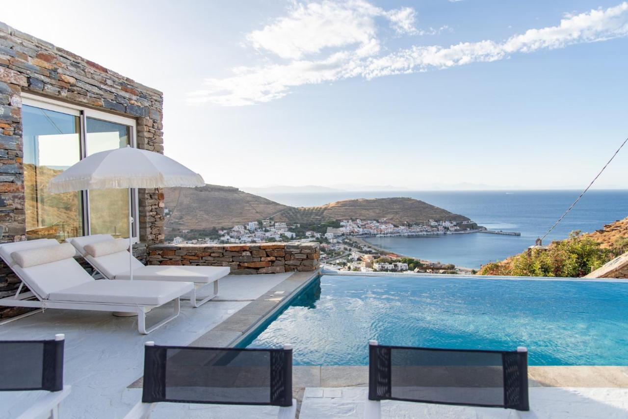 Luxurious Villa Lune With A Swimming Pool And A Fantastic Sea And Sunset View Ioulis المظهر الخارجي الصورة